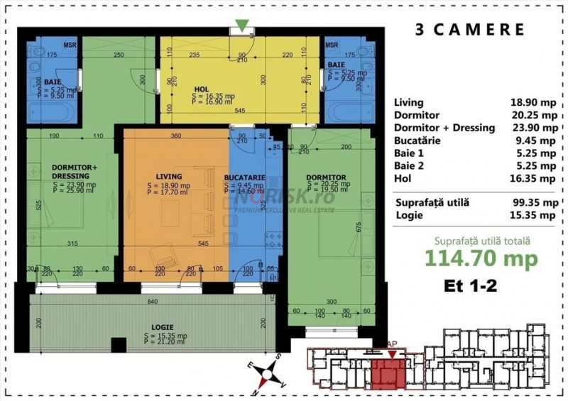 0% COM 3 Camere finisaje PREMIUM Bloc NOU 112,8 mp, PARCARE inclusă langa UNIRII