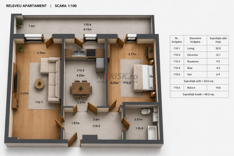 Apartament 2 camere Pallady • Decomandat • 68mp • Bloc 2026 • Etaj 8