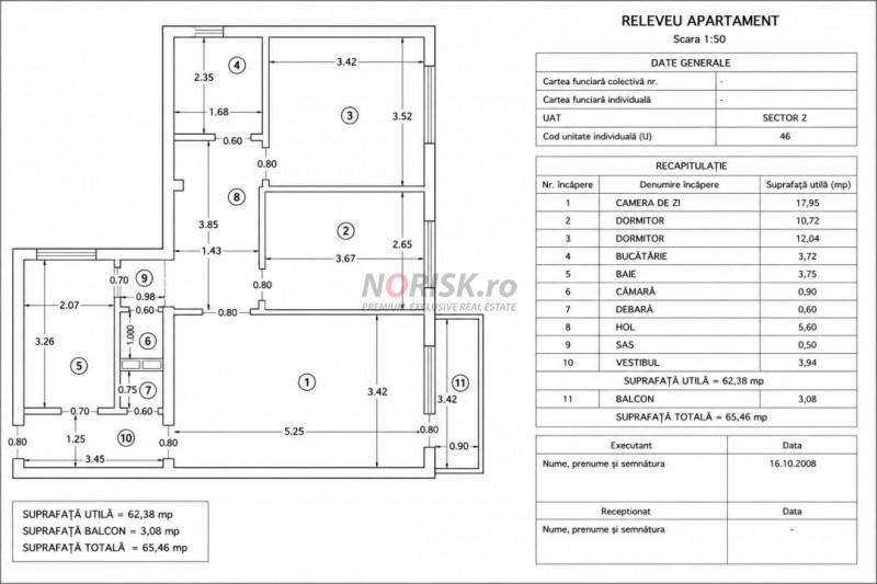 Ap 3 Camere | Soseaua Pantelimon | 65,5 mp  | Balcon |