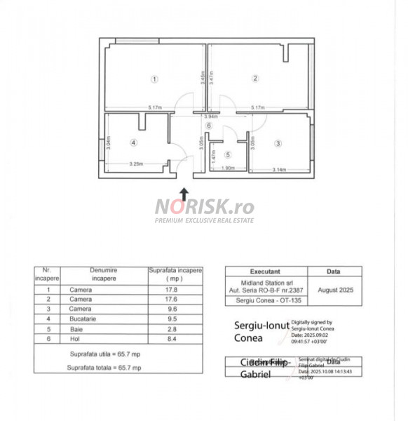  camere decomandat | 66 mp | Etaj 2/4 | Bloc izolat | Râul Doamnei