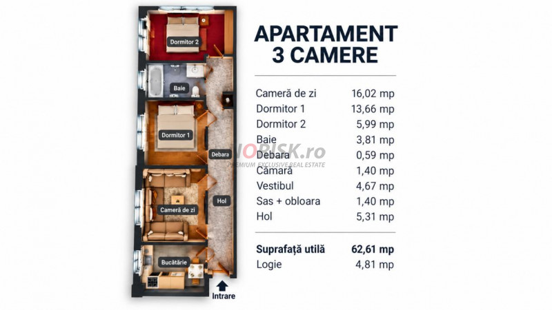 Apartament 3 Camere | 67 MP | Titan – Sălăjan | Parcare | 5 min metrou