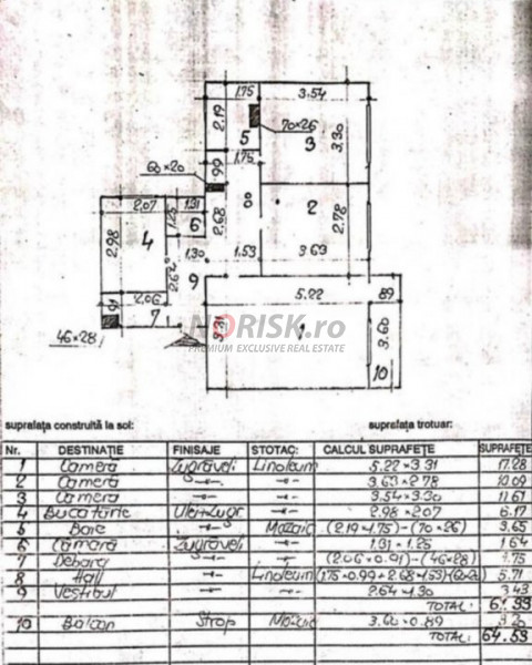 Apartament 3 Camere 65mp la 5m Metrou Tudor Vladimirescu