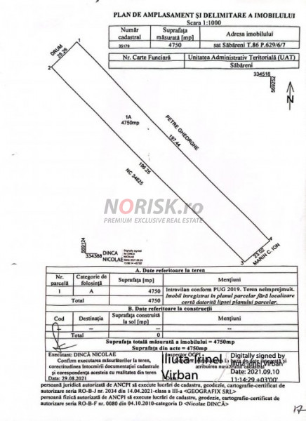 Teren Constructii Intravilan 4750mp SABARENI - 0% COMISION