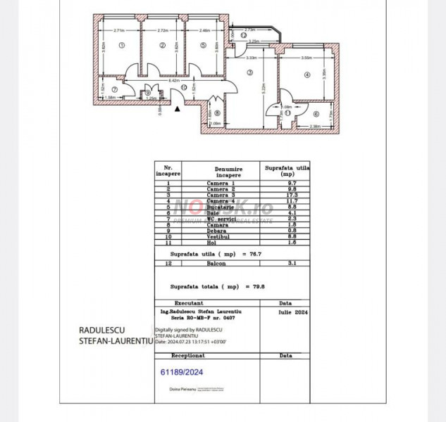 4 Camere | Teiul Doamnei | 80m | Parcare | Centrală Bloc